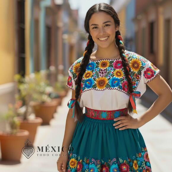 Mexican Folkloric belt day of the dead 5 de Mayo colorfull mexico todo corazon - Picture 1 of 5